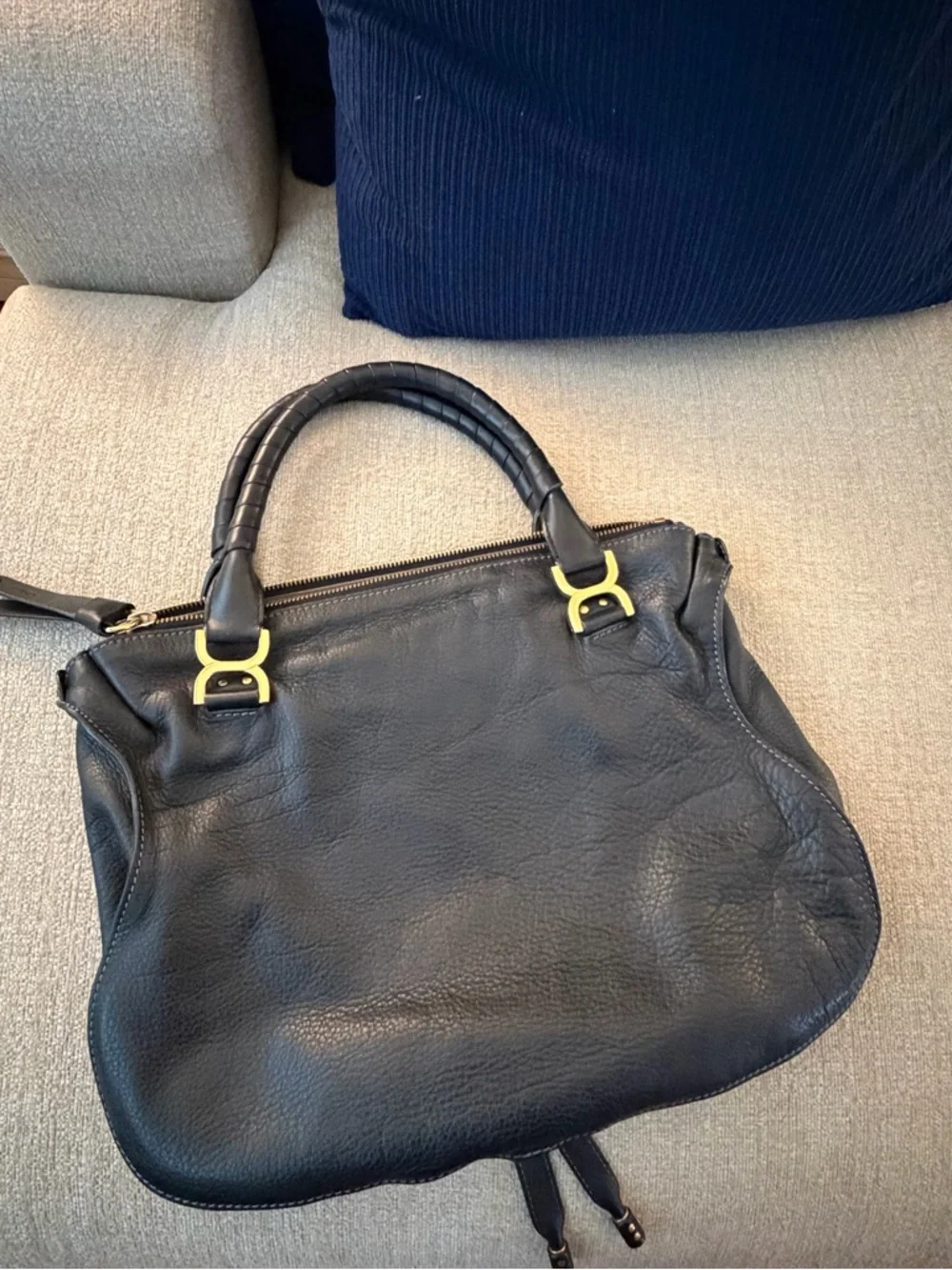 Chloe Large Black Marcie Handbag with Gold Hardware - Women Bags - Picture 2 of 9